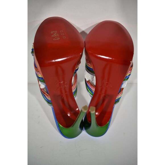 Christian Louboutin Multitaski Alta 120 Multicolor Backless Sandal Heel Pump 37 - Picture 12 of 12